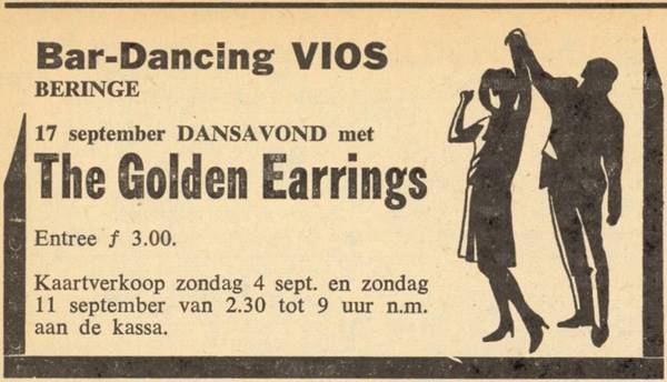 The Golden Earrings show ad scan September 17 1966 Beringe - Bar Dancing Vios